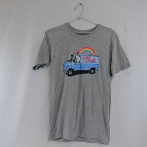 Unicreep Unicorn in Van Rainbow T-Shirt Busted Tees Grey Mens Small New